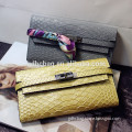 2015 female fish grain leather lock long purse Europe and the United States platinum wallet